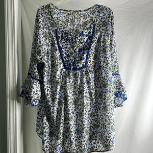 Floral Lace-Up Blouse M.P.H collection 3X